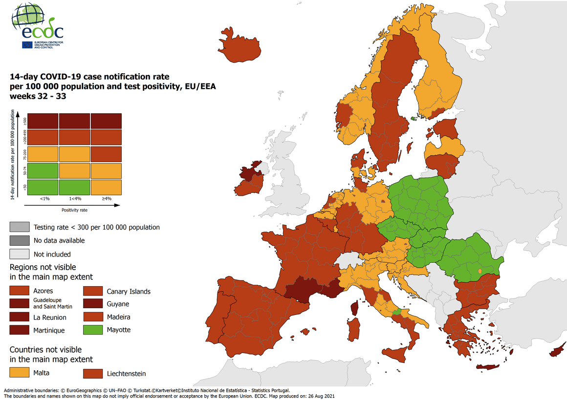 Конец лета 2021: какие страны ЕС безопасны, а в какие очень рискованно путешествовать