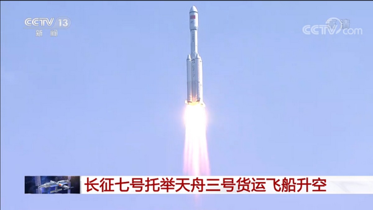 China launches Tianzhou-3 cargo spacecraft (Photo)