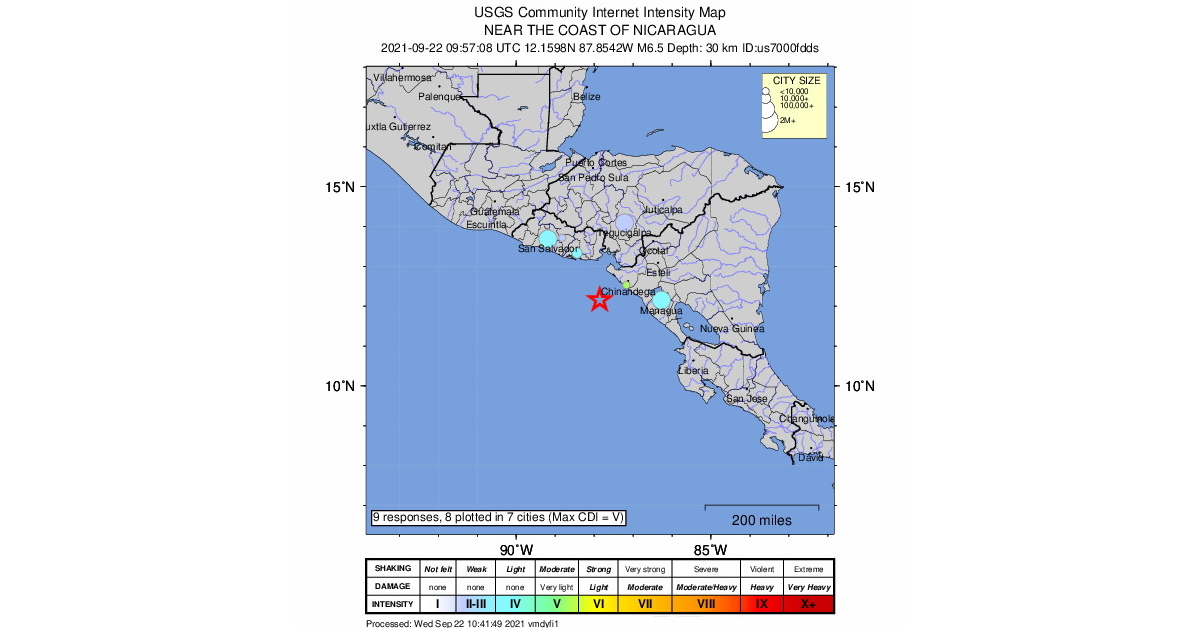 В Никарагуа произошло сильное землетрясение