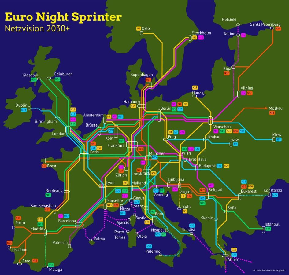 Night train network project will connect 200 cities in Europe, including Kiev and Lviv