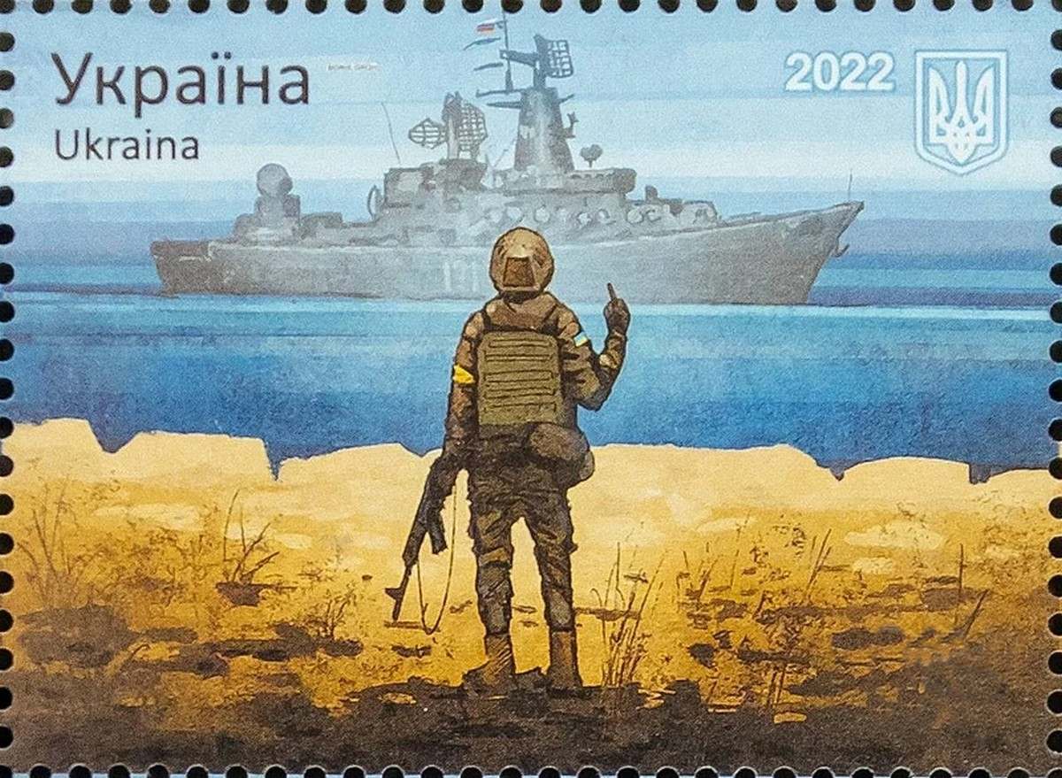 A postage stamp with a sunken Russian ship has a sensation in