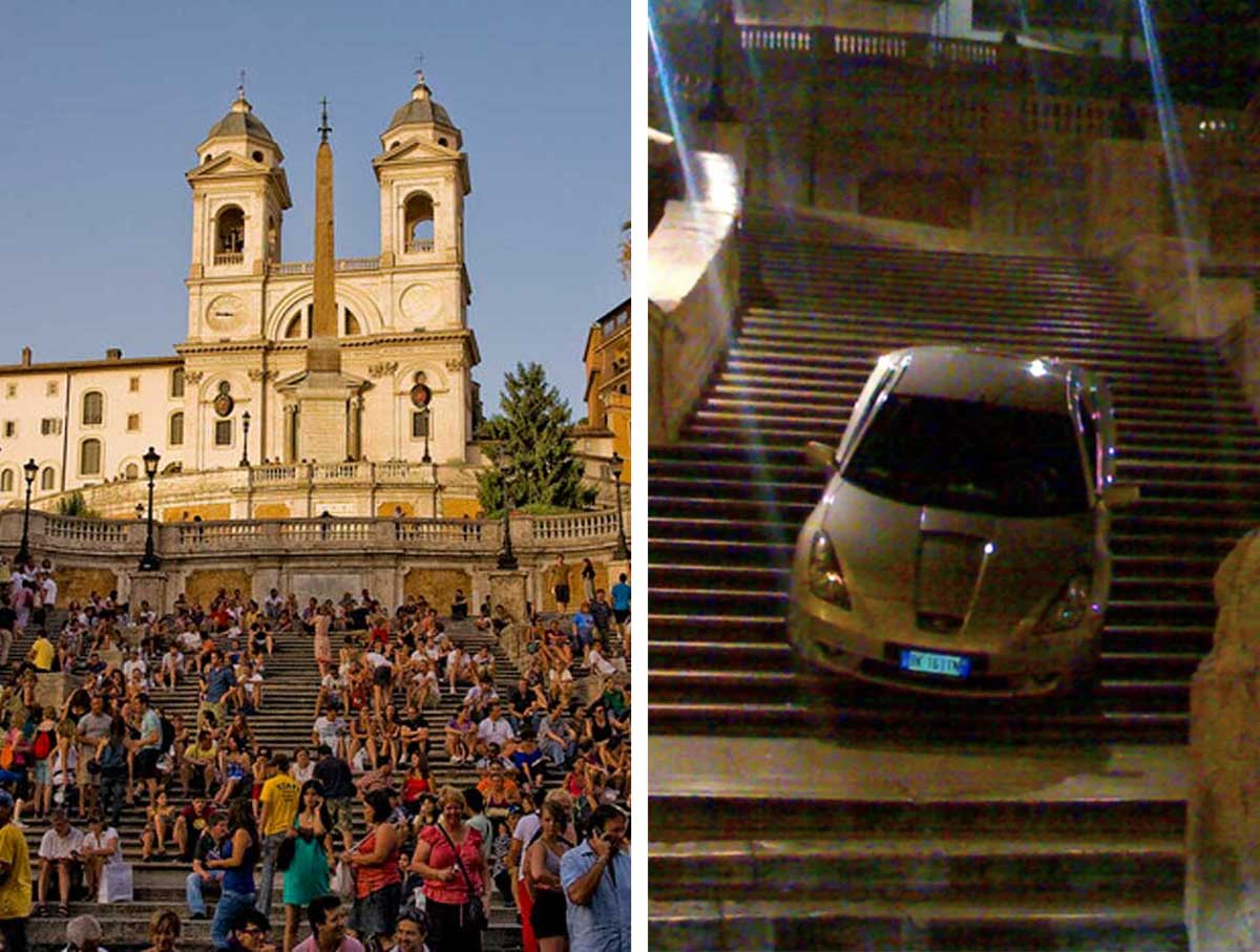 У Римі турист спустився Іспанськими сходами на автомобілі