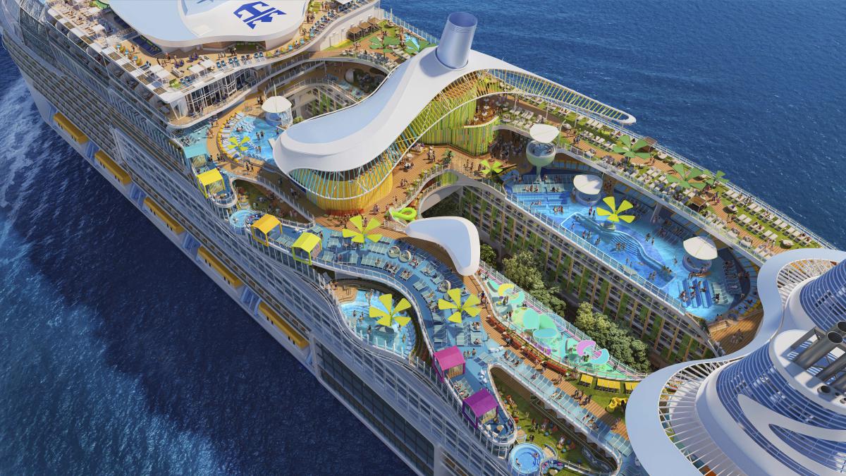 The largest cruise liner in the world with a huge water park is presented