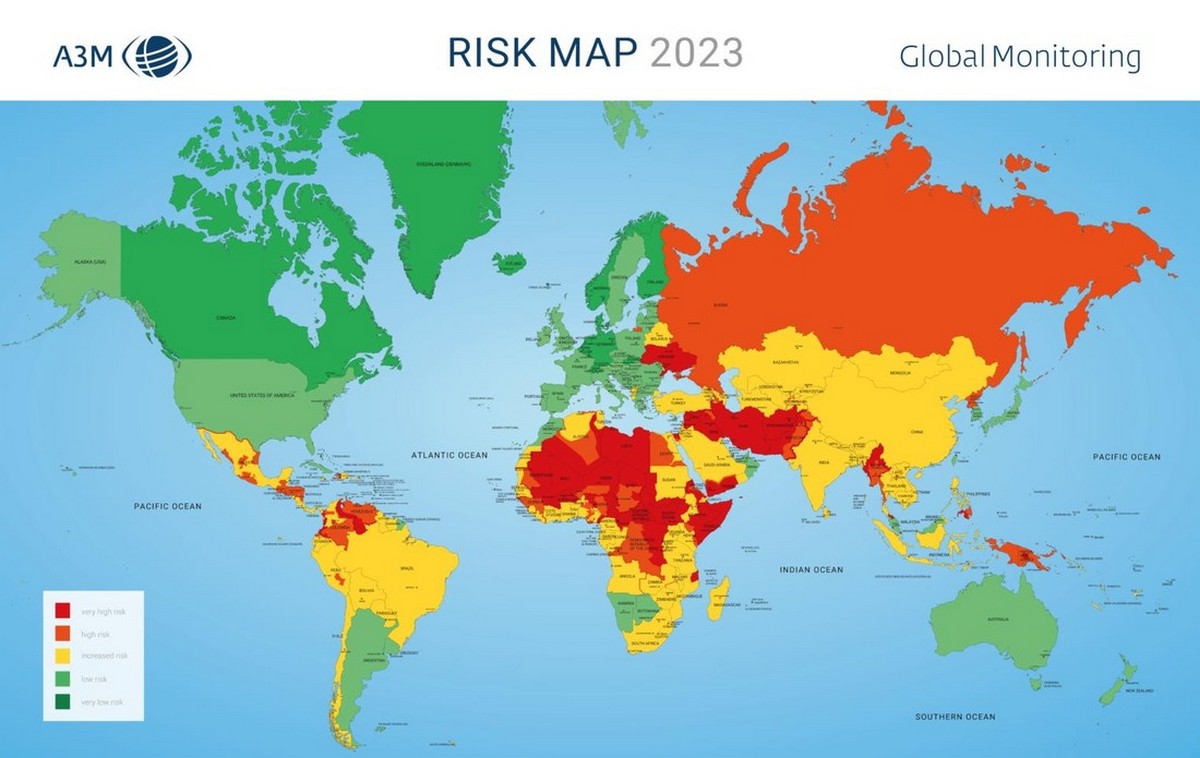 Опубліковано карту країн, найнебезпечніших для подорожей