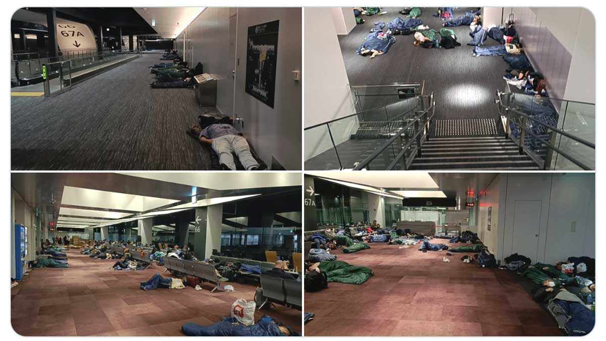 500 пасажирів провели ніч на підлозі в найбільшому міжнародному аеропорту Японії