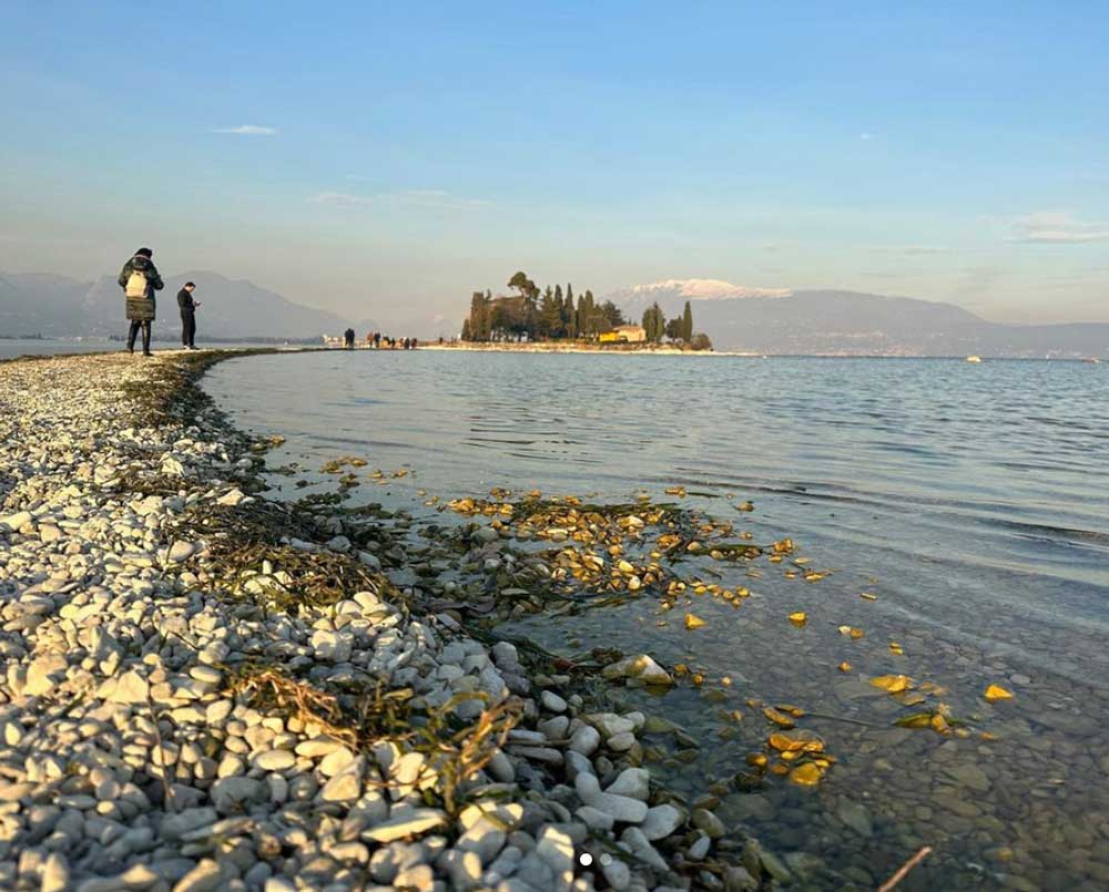 Winter drought in Italy has opened a hidden path to one of the islands on the famous Lake Garda