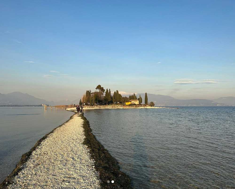 Winter drought in Italy has opened a hidden path to one of the islands on the famous Lake Garda