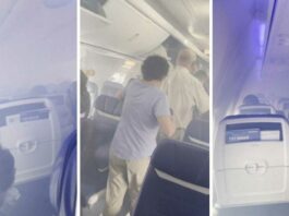 Двигун літака спалахнув: паніка та крики в салоні потрапили на відео