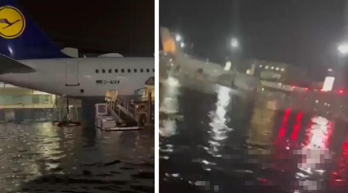 Пекельна повінь у Німеччині: аеропорт затоплений, туристи застрягли в літаках, що стоять у воді