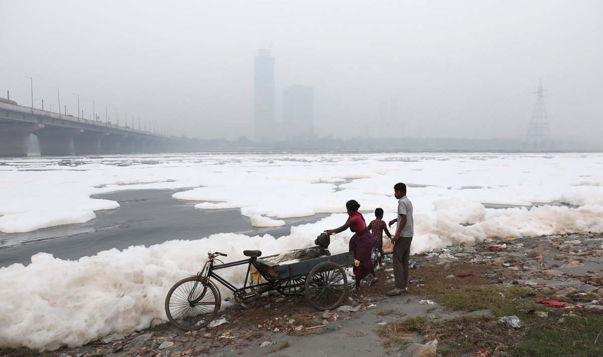 Священна річка у столиці Індії вкрилася тоннами отруйної піни