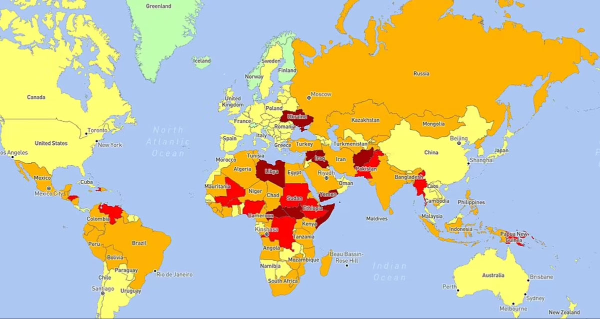Україна потрапила до списку екстремально небезпечних країн світу